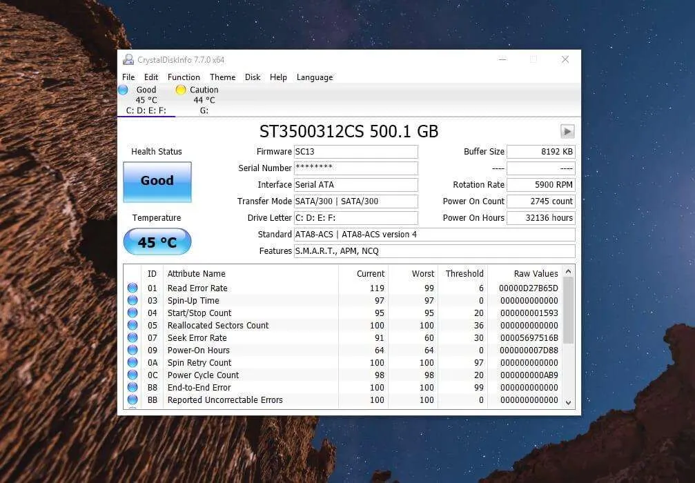 10 Software Terbaik untuk Monitor Suhu Laptop/Komputer 4 CrystalDiskInfo