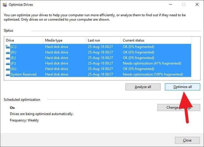 cara defrag Windows 10