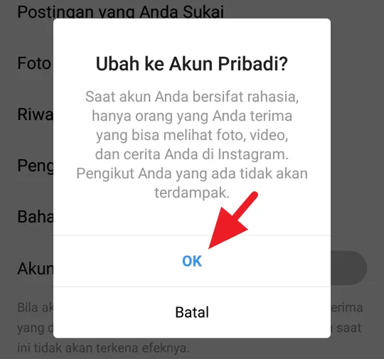 Cara Instagram Bersifat Pribadi