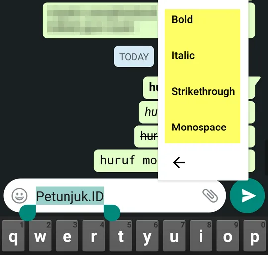 Cara mengubah jenis huruf di WhatsApp