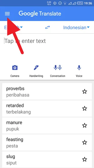 Cara Melihat Riwayat Terjemahan di Google Translate Android 5 Riwayat Google Translate Android