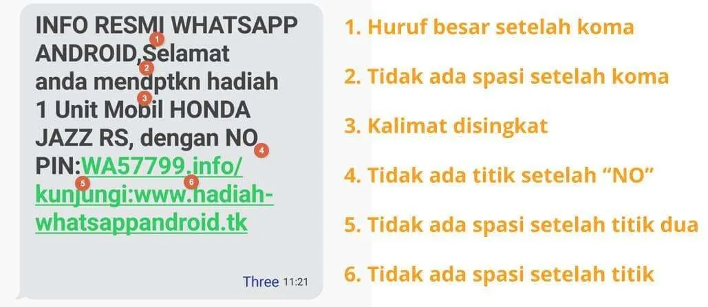 Ciri Penipuan WhatsApp, contoh pesan penipuan whatsapp