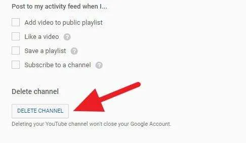 Delete Channel Youtube