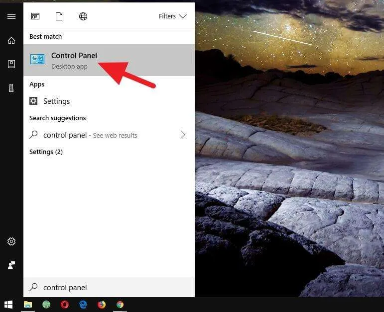 Control Panel via Start Menu