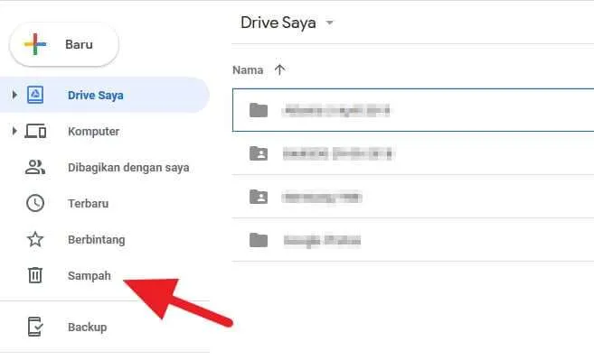 Menu Sampah Google Drive