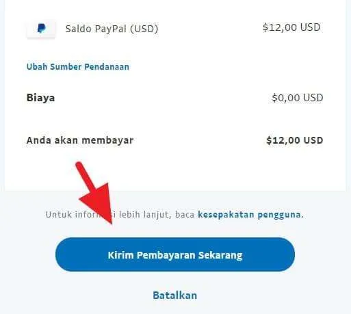 Mengirim pembayaran Paypal