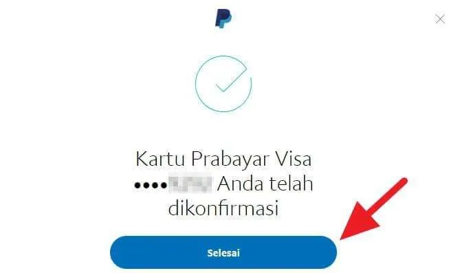 Kartu telah terhubung ke Paypal