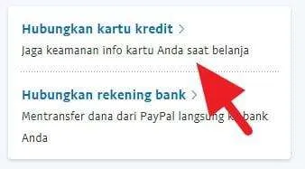 Opsi kartu kredit atau rekening bank