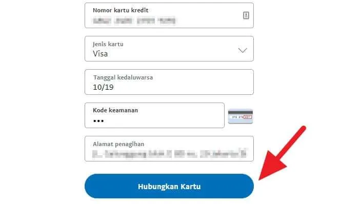 Formulir kartu Visa