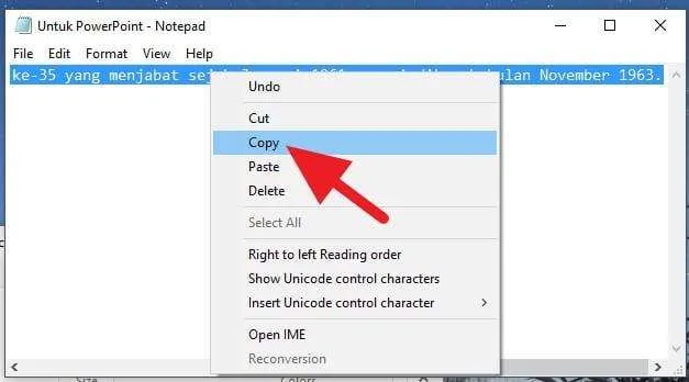 Cara Mencegah Teks Berubah Saat Dipindahkan ke PowerPoint 11 Menyalin teks di Notepad