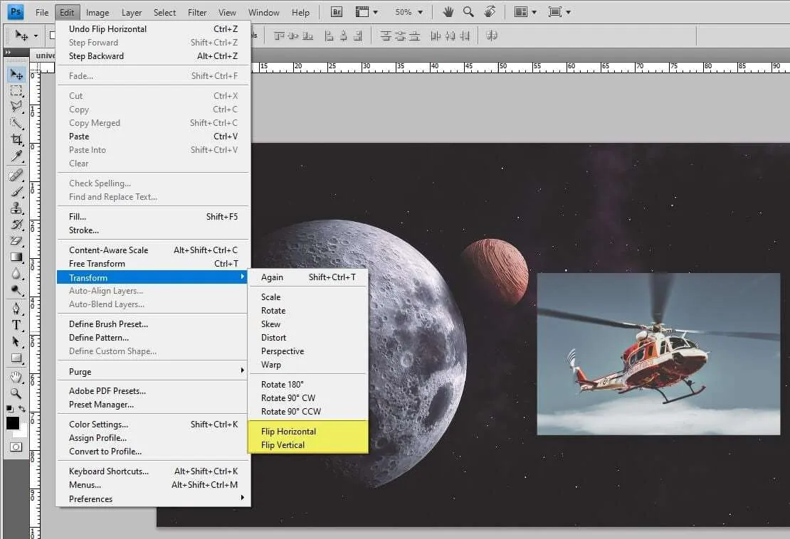 Balik objek Cara Membalikkan Gambar di Photoshop 8 Balik objek