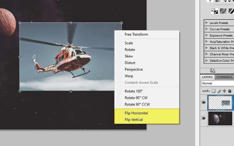 horizontal dan vertikal Cara Membalikkan Gambar di Photoshop 10 horizontal dan vertikal