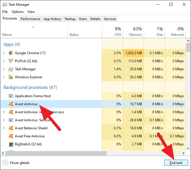 Avast antivirus Task Manager 3 Cara Jalankan Program yang Diblokir Avast 21 Avast antivirus Task Manager