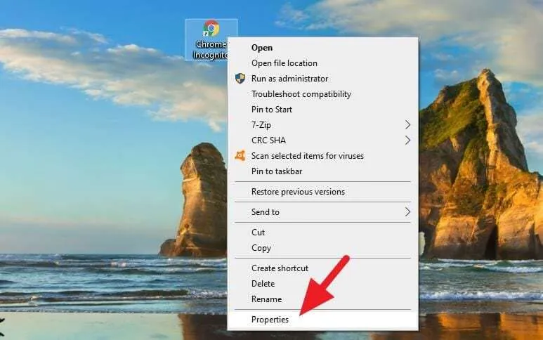 chrome properties Cara Membuat Shortcut Incognito Chrome di Desktop 8 chrome properties