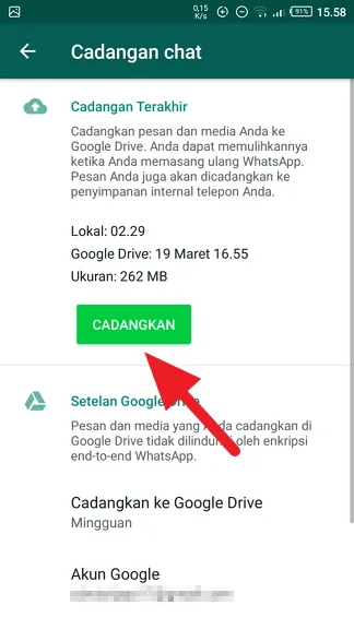 Cadangkan Cara Mudah Backup Pesan WhatsApp ke Google Drive 7 Cadangkan