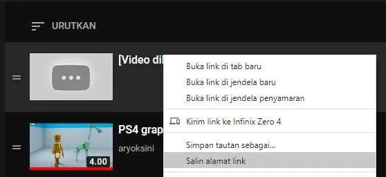 salin alamat link 3 Cara Mengetahui Video YouTube yang Sudah Dihapus 3 salin alamat link