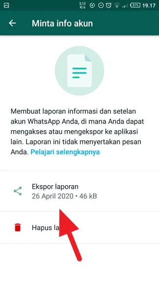 Ekspor laporan Cara Mengetahui Kapan Akun WhatsApp Kamu Dibuat 9 Ekspor laporan