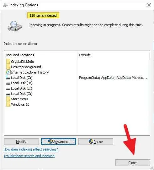 Idexing started Cara Mengecualikan Folder dari Pencarian Windows 9 Idexing started