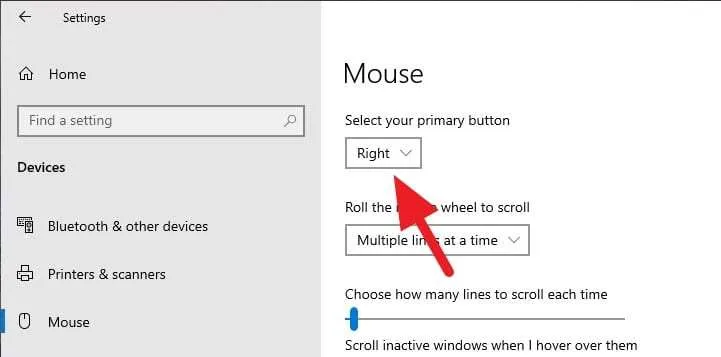 Primary button Cara Tukar Klik Kiri/Kanan Mouse untuk Pengguna Tangan Kiri 6 Primary button