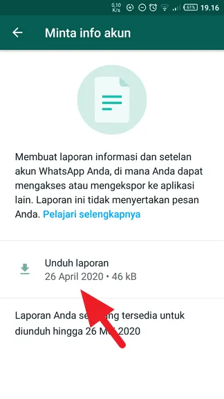 Unduh laporan Cara Mengetahui Kapan Akun WhatsApp Kamu Dibuat 8 Unduh laporan