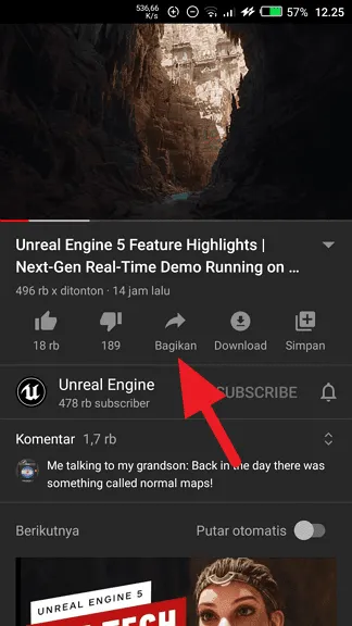 Bagikan 1 Cara Melihat URL Video Aplikasi Youtube Android 3 Bagikan 1