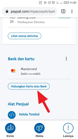 Hubungkan Kartu atau Bank Cara Transfer Saldo PayPal ke OVO dengan Mudah 3 Hubungkan Kartu atau Bank