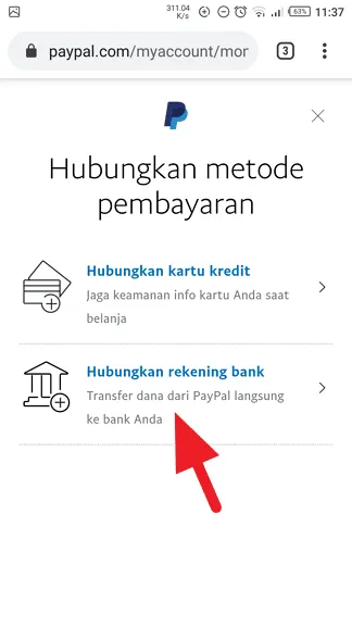 Hubungkan rekening bank Cara Transfer Saldo PayPal ke OVO dengan Mudah 4 Hubungkan rekening bank