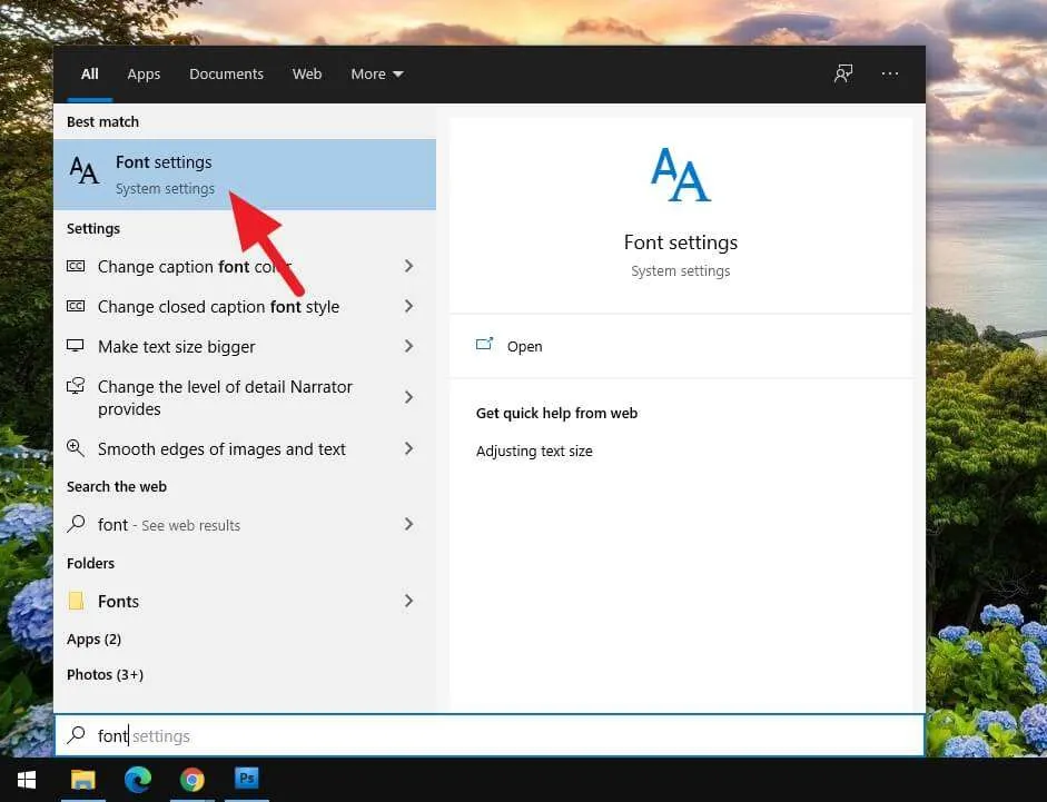 Font settings Cara Mudah Instal Font Baru di Windows 10 6 Font settings