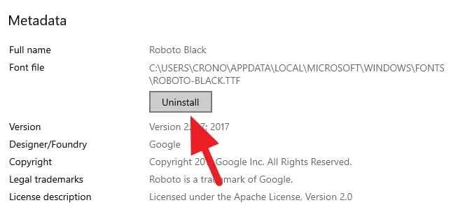 Uninstall font Cara Mudah Instal Font Baru di Windows 10 10 Uninstall font