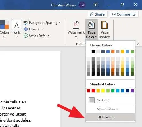 Cara Mengganti Warna Background Kertas di Microsoft Word 9 Fill effects Cara Mengganti Warna Background Kertas di Microsoft Word 9 Fill effects