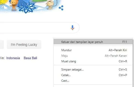 Cara Aktifkan Full Screen di Google Chrome 6 Keluar dari tampilan layar penuh Cara Aktifkan Full Screen di Google Chrome 3 Keluar dari tampilan layar penuh