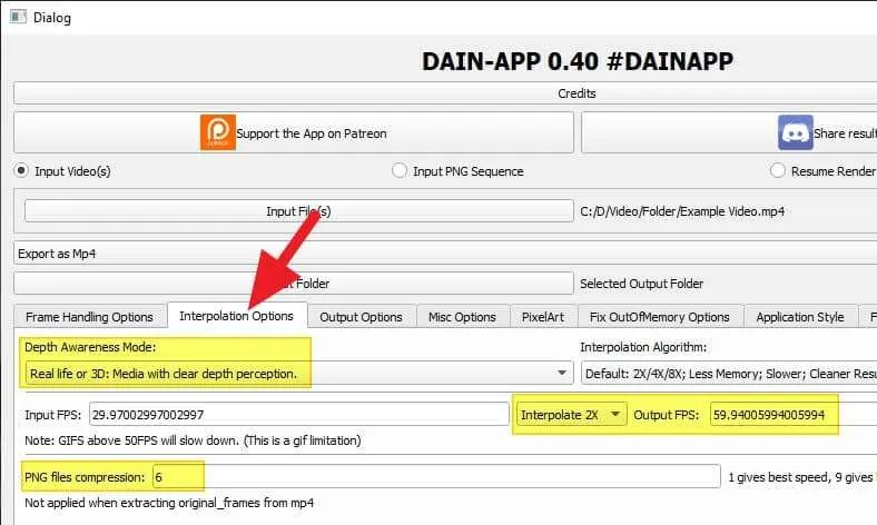Interpolation options Cara Ubah Video Biasa jadi Slow-Motion Menggunakan AI 8 Interpolation options