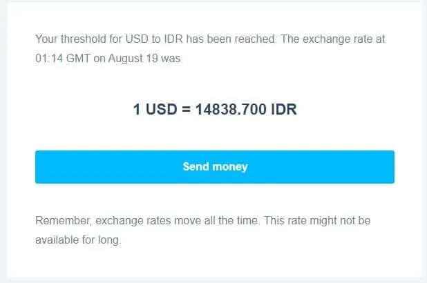email alert Cara Mendapatkan Notifikasi Nilai Tukar Mata Uang Tertentu 7 email alert