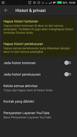 Hapus histori tontonan Cara Menghapus Riwayat Tontonan di Aplikasi Youtube 6 Hapus histori tontonan