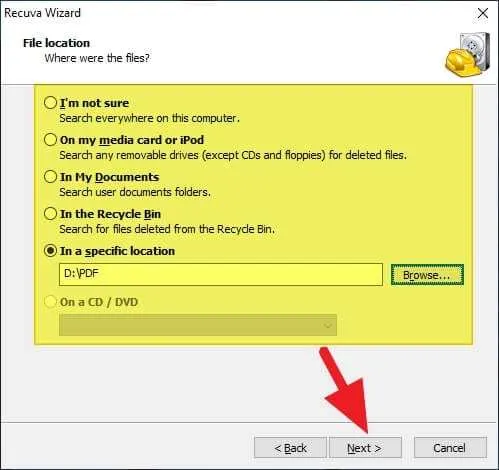Cara Menggunakan Recuva untuk Mengembalikan File yang Terhapus 5 File location Cara Menggunakan Recuva untuk Mengembalikan File yang Terhapus 5 File location