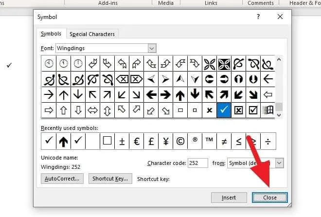Cara Mudah Membuat Ceklis (✓) di Microsoft Word 7 Close 2 Cara Mudah Membuat Ceklis (✓) di Microsoft Word 7 Close 2