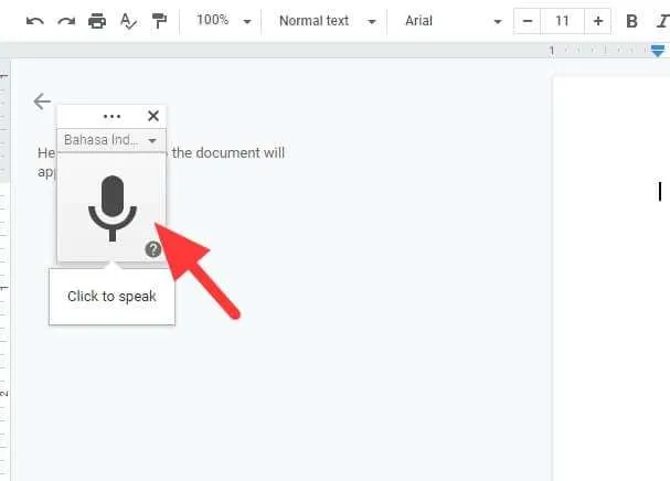 Click to speak Cara Cepat Mengetik Dokumen Dengan Suara di PC/Laptop 6 Click to speak