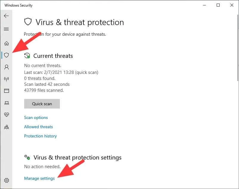 Manage settings Cara Mengaktifkan & Menonaktifkan Windows Defender di Windows 10 3 Manage settings