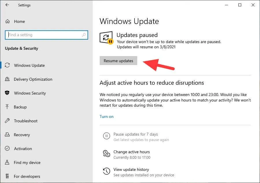Resume updates Cara Mematikan Update Windows 10 Secara Permanen 12 Resume updates