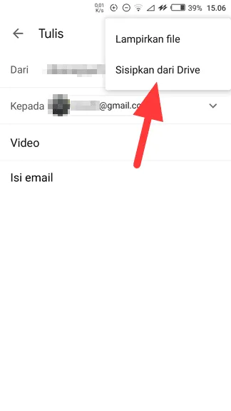 Sisipkan dari Drive Cara Mengirim Video 25MB+ Lewat Aplikasi Gmail Android 13 Sisipkan dari Drive