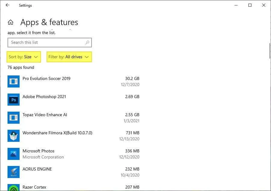 Cara Instan Mencari File Berukuran Besar di Windows 10 7 Sort by size Cara Instan Mencari File Berukuran Besar di Windows 10 7 Sort by size