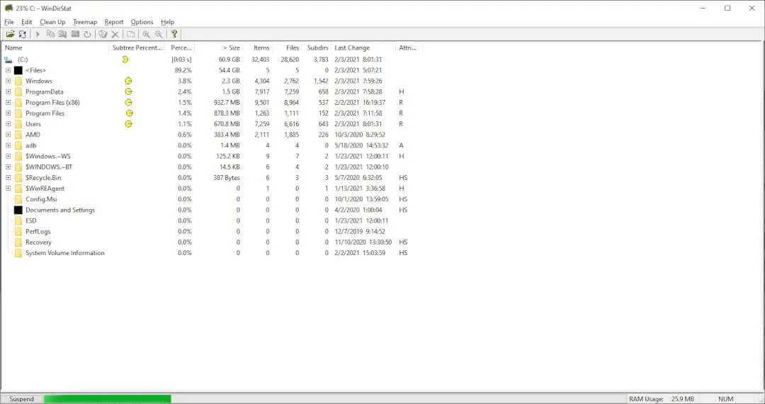 Cara Instan Mencari File Berukuran Besar di Windows 10 11 WinDirStat scanning Cara Instan Mencari File Berukuran Besar di Windows 10 11 WinDirStat scanning