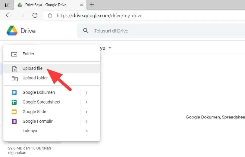 Cara Berbagi File Dokumen yang Disimpan di Google Drive 4 Upload file Cara Berbagi File Dokumen yang Disimpan di Google Drive 4 Upload file