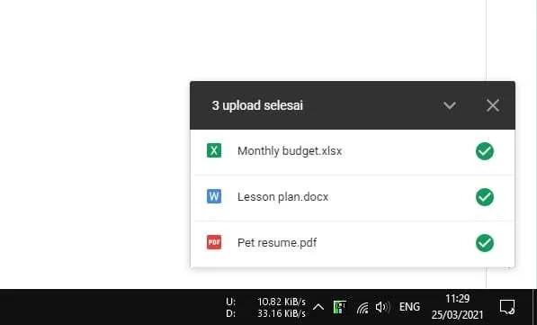 Cara Berbagi File Dokumen yang Disimpan di Google Drive 6 upload selesai Cara Berbagi File Dokumen yang Disimpan di Google Drive 6 upload selesai
