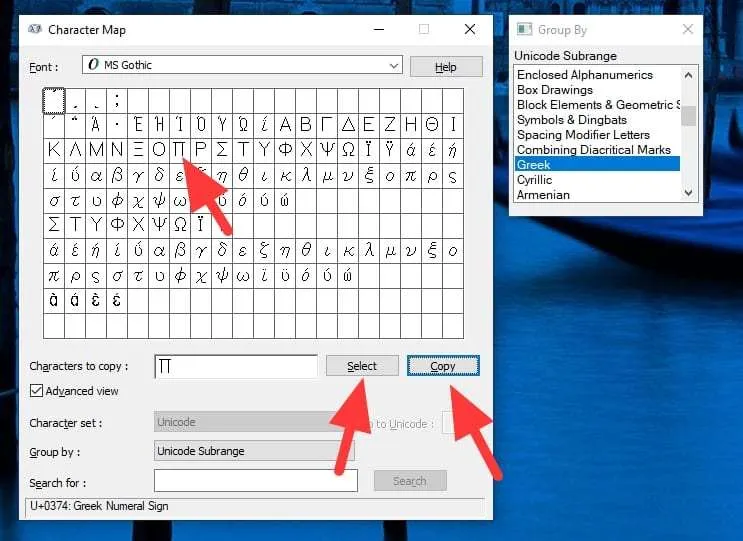 select copy 3 Cara Mudah Membuat Simbol Pi (π) di Word 14 select copy