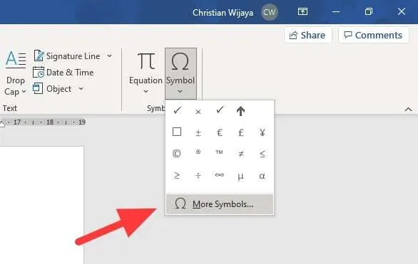 symbol more symbols 1 3 Cara Mudah Membuat Simbol Pi (π) di Word 7 symbol more symbols 1