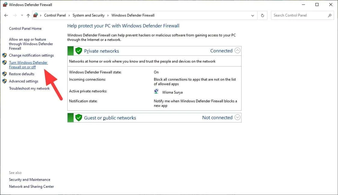 turn windows defender firewall on or off Cara Matikan Firewall Windows 7/8/10 Untuk Sementara 6 turn windows defender firewall on or off