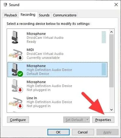 properties 7 Cara Mengaktifkan Microphone di PC/Laptop Windows 10 7 properties 7