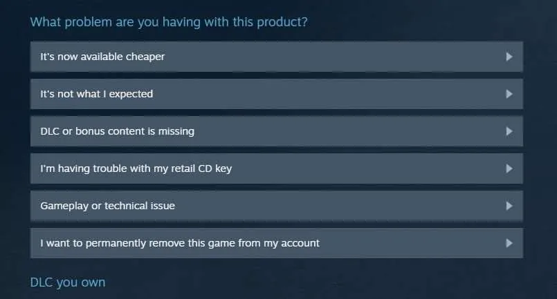 select refund reason Cara Refund Game yang Dibeli di Steam Beserta Saldonya 6 select refund reason