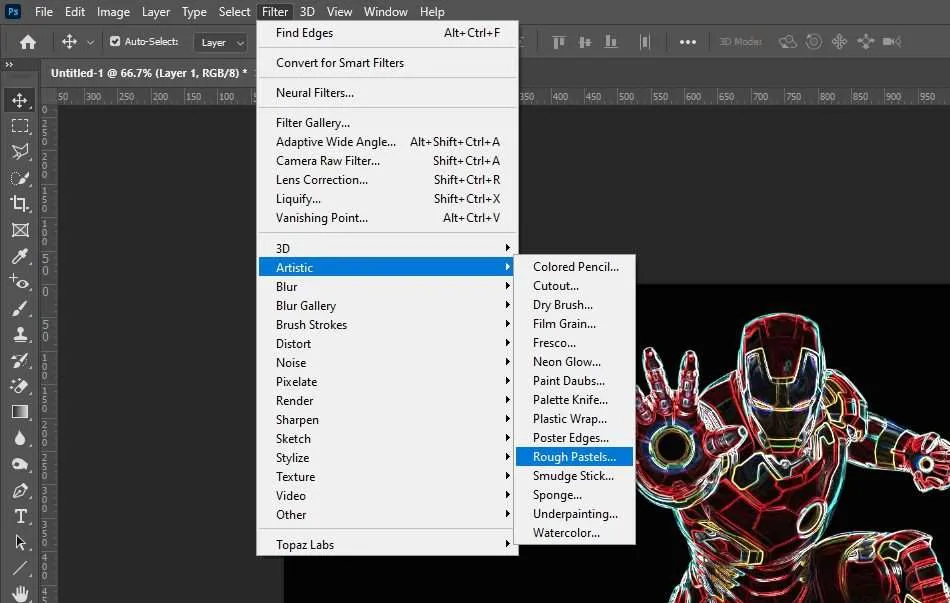 filter rough pastels Cara Mudah Membuat Efek Kapur di Photoshop 8 filter rough pastels